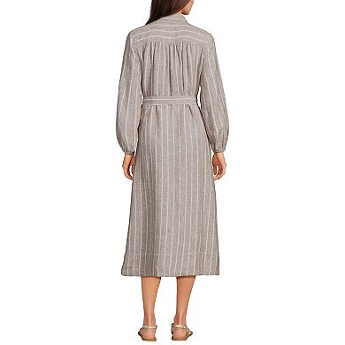 Women's Lands' End Long Sleeve Midi Shirt Dress