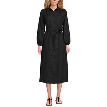 Women's Lands' End Long Sleeve Midi Shirt Dress