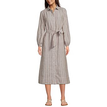 Women's Lands' End Long Sleeve Midi Shirt Dress
