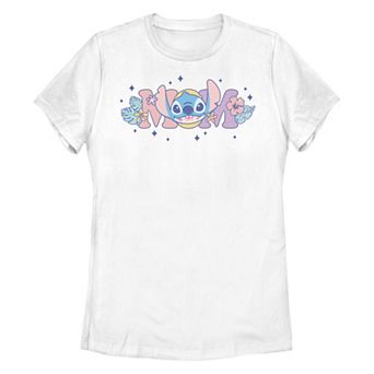 Disney's Lilo & Stitch Mom Floral Sign Women's Graphic Tee