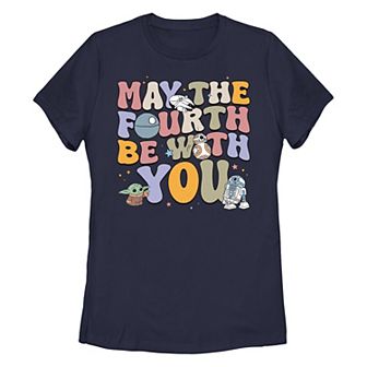 Juniors' Star Wars The Mandalorian May The Fourth Be With You Graphic Tee