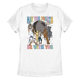 Juniors' Star Wars May The Fourth Be With You Character Collage Graphic Tee