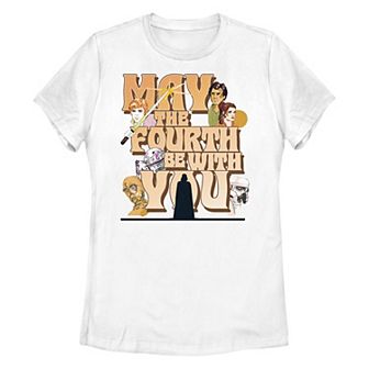 Juniors' Star Wars May The Fourth Be With You Vintage Graphic Tee