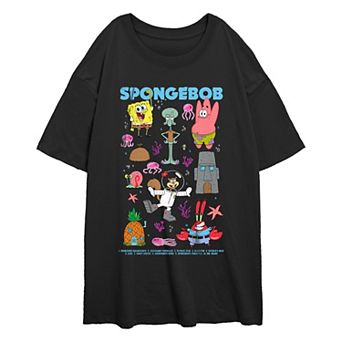 Juniors' Nickelodeon SpongeBob SquarePants Character Poster Oversized Graphic Tee