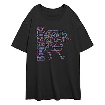 Juniors' Nickelodeon SpongeBob SquarePants Chalk Lines Oversized Graphic Tee