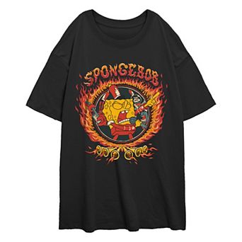 Juniors' Nickelodeon SpongeBob SquarePants Flame Scene Oversized Graphic Tee