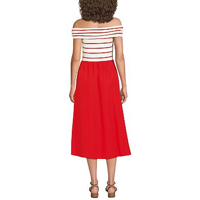 Women's Lands' End Off-Shoulder Knit Midi Dress