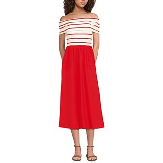 Women's Lands' End Off-Shoulder Knit Midi Dress