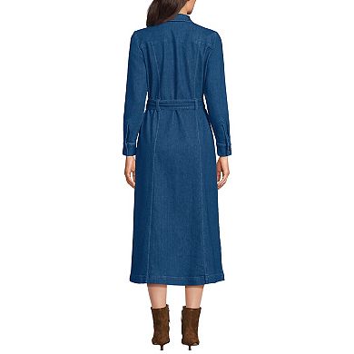 Women's Lands' End Midi Denim Shirt Dress