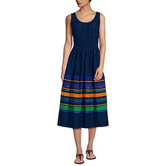 Women's Lands' End Sleeveless Smocked Midi Dress