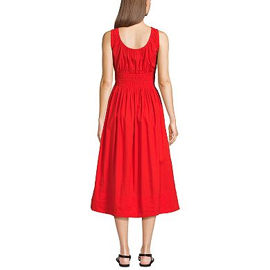 Women's Lands' End Sleeveless Smocked Midi Dress