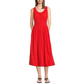 Women's Lands' End Sleeveless Smocked Midi Dress