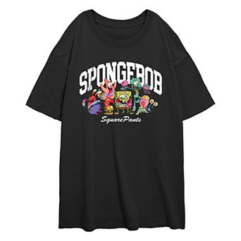 Juniors' Nickelodeon SpongeBob SquarePants Crazy Group Oversized Graphic Tee