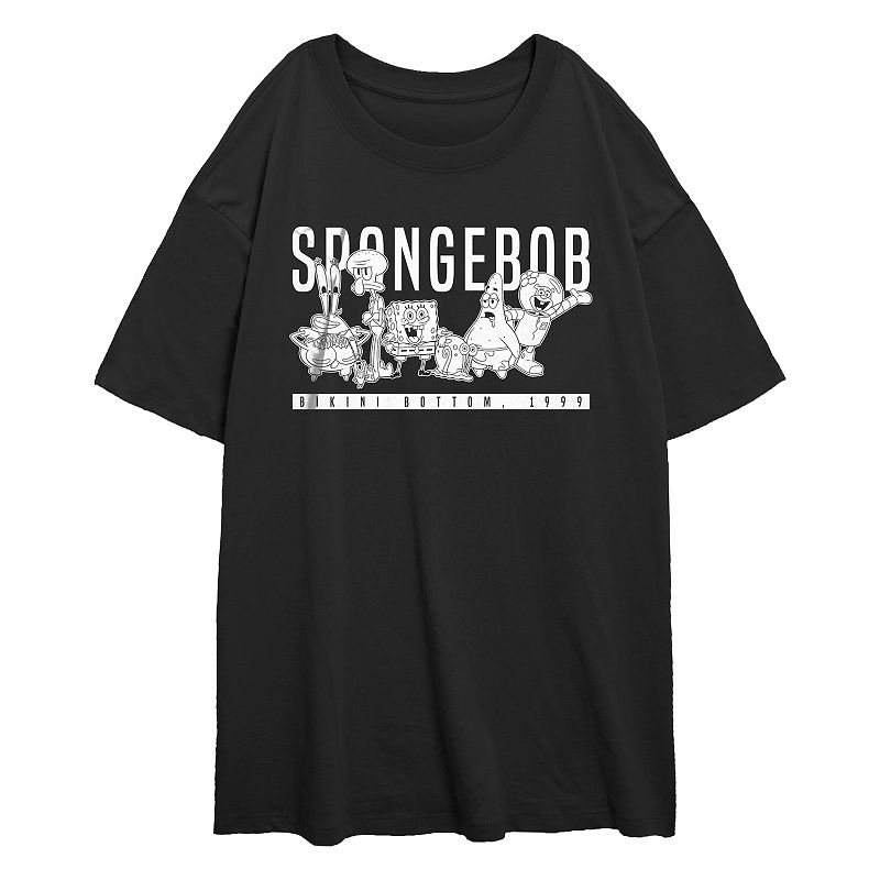 Juniors' Nickelodeon SpongeBob SquarePants Bikini Bottom 1999 Oversized Graphic Tee, Girl's, Size: XS, Black