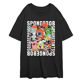 Juniors' Nickelodeon SpongeBob SquarePants Character Collage Oversized Graphic Tee