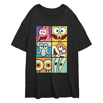Juniors' Nickelodeon SpongeBob SquarePants Face Squares Oversized Graphic Tee