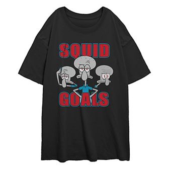 Juniors' Nickelodeon SpongeBob SquarePants Squidward Squid Goals Oversized Graphic Tee