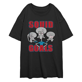 Juniors' Nickelodeon SpongeBob SquarePants Squidward Squid Goals Oversized Graphic Tee