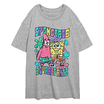 Juniors' Nickelodeon SpongeBob SquarePants And Patrick Side Hug Oversized Graphic Tee