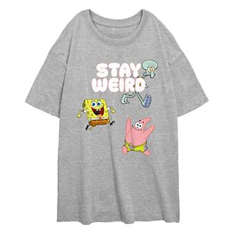Juniors' Nickelodeon SpongeBob SquarePants Stay Weird Oversized Graphic Tee