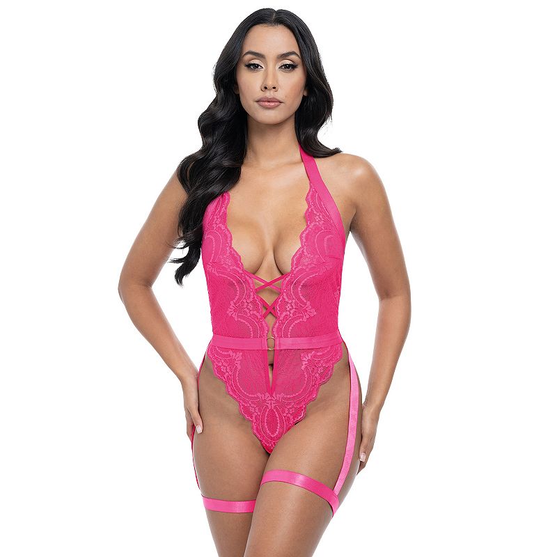 Women's Oh La La Cheri Kahlia Teddy Lingerie 52-12099, Size: Small-Medium, Pink Yarrow