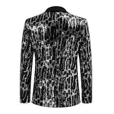 Men One Pices Shiny Sequin Blazer Suit Fashion One Button Tuxedo Jacket for Party, Show, Banquet