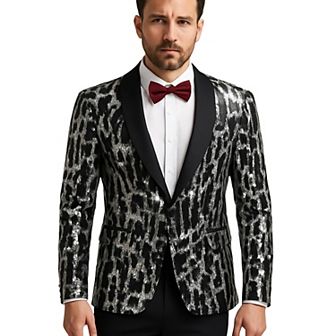 Men One Pices Shiny Sequin Blazer Suit Fashion One Button Tuxedo Jacket for Party, Show, Banquet