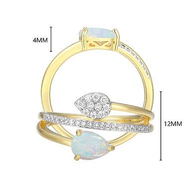Classic Treasures 18k Gold Over Sterling Silver Birthstone & 1/5 Carat T.W. Lab-Created Diamond Teardrop Bypass Ring