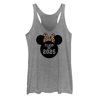 Disney's Minnie Mouse Ears Leopard Bow Class Of 2025 Juniors' Tri-Blend Racerback Tank Top