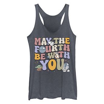 Juniors' Star Wars The Mandalorian May The Fourth Be With You Tri-Blend Racerback Tank Top