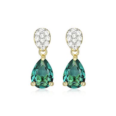 Classic Treasures 18k Gold Over Sterling Silver Birthstone & 1/10 Carat T.W. Lab-Created Diamond Teardrop Earrings