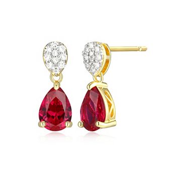 Classic Treasures 18k Gold Over Sterling Silver Birthstone & 1/10 Carat T.W. Lab-Created Diamond Teardrop Earrings