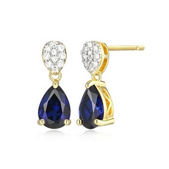 Classic Treasures 18k Gold Over Sterling Silver Birthstone & 1/10 Carat T.W. Lab-Created Diamond Teardrop Earrings