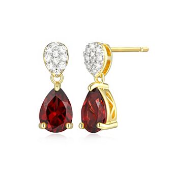 Classic Treasures 18k Gold Over Sterling Silver Birthstone & 1/10 Carat T.W. Lab-Created Diamond Teardrop Earrings
