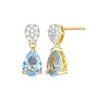 Classic Treasures 18k Gold Over Sterling Silver Birthstone & 1/10 Carat T.W. Lab-Created Diamond Teardrop Earrings