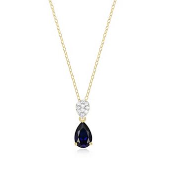 Classic Treasures 18k Gold Over Sterling Silver Birthstone & 1/10 Carat T.W. Lab-Created Diamond Teardrop Pendant Necklace