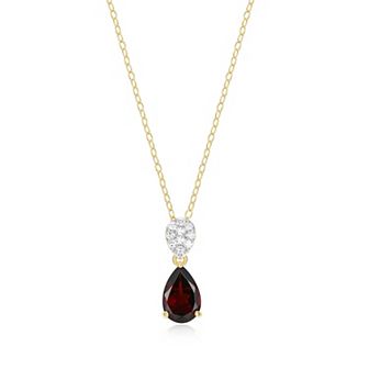 Classic Treasures 18k Gold Over Sterling Silver Birthstone & 1/10 Carat T.W. Lab-Created Diamond Teardrop Pendant Necklace