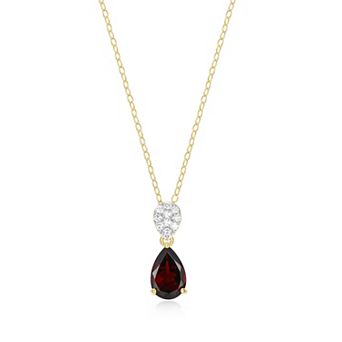 Classic Treasures 18k Gold Over Sterling Silver Birthstone & 1/10 Carat T.W. Lab-Created Diamond Teardrop Pendant Necklace