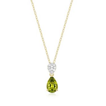 Classic Treasures 18k Gold Over Sterling Silver Birthstone & 1/10 Carat T.W. Lab-Created Diamond Teardrop Pendant Necklace