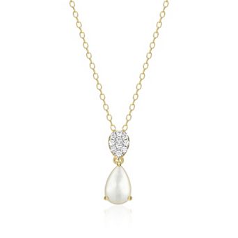 Classic Treasures 18k Gold Over Sterling Silver Birthstone & 1/10 Carat T.W. Lab-Created Diamond Teardrop Pendant Necklace