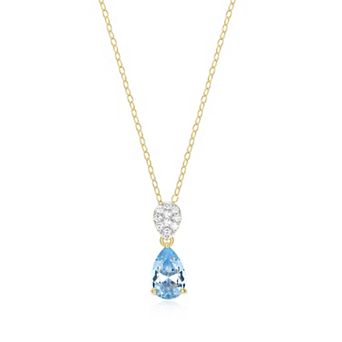 Classic Treasures 18k Gold Over Sterling Silver Birthstone & 1/10 Carat T.W. Lab-Created Diamond Teardrop Pendant Necklace