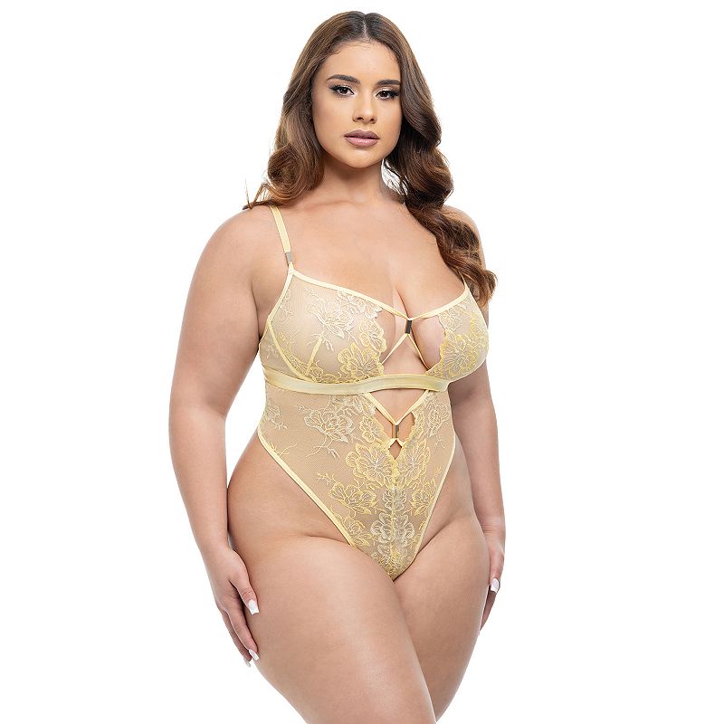 Women's Plus Size Oh La La Cheri Pilar Teddy Lingerie, Size: 1XL-2XL, Pale Banana