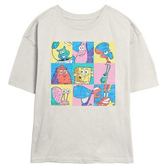 Juniors' Nickelodeon SpongeBob SquarePants Character Squares Skimmer Graphic Tee