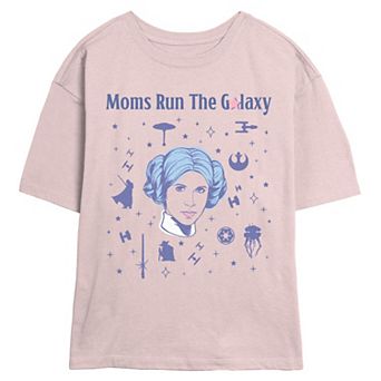 Women's Star Wars Princess Leia Moms Run The Galaxy Skimmer Graphic Tee