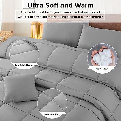 Lux Decor Collection 100% Polyester Comforter Set With Decorative Pillow Shams and Bed Skirt