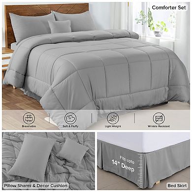 Lux Decor Collection 100% Polyester Comforter Set With Decorative Pillow Shams and Bed Skirt
