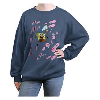 Juniors' Nickelodeon SpongeBob SquarePants Catching Jelly Fish Oversized Graphic Pullover