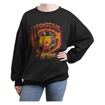 Juniors' Nickelodeon SpongeBob SquarePants Flame Scene Oversized Graphic Pullover