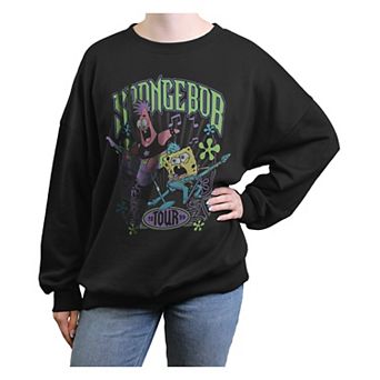 Juniors' Nickelodeon SpongeBob SquarePants And Patrick 1999 Rockband Tour Oversized Graphic Pullover