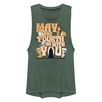 Juniors' Star Wars May The Fourth Be With You Vintage Graphic Tank Top